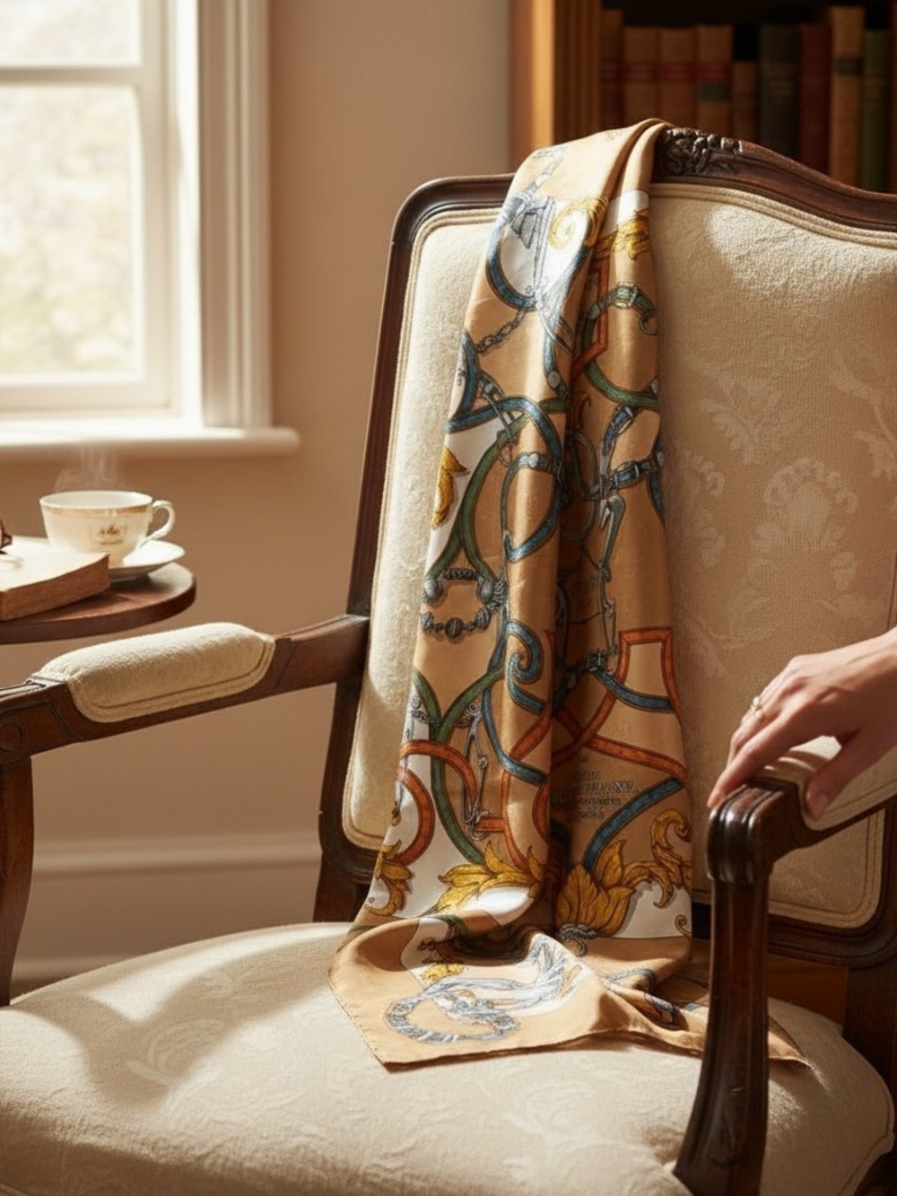 Hermès L'Instruction du Roy Silk Scarf 90 Henri d'Origny Equestrian Gold Hermes - Picture 6 of 12